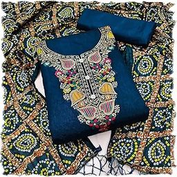 Women's Banarasi Silk Meenakari Work Unstitched Dress Material-image-68