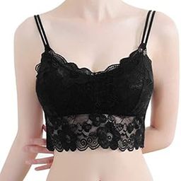 Women's Cotton Lightly Padded Wire Free Bralette Bra (GL-LACEBRA2-BLACK1_Black_Free Size)-image-30