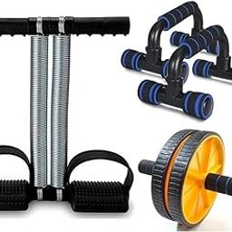 Ab Exerciser,Gym - Multipurpose Fitness Equipment for Men and Women Tummy Trimmer with AB Roller & Push Up Bars Stand for Home Gym Workout Combo Kit-picture-16