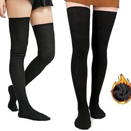 Women’s Extra Long Wool Thigh High Socks | Thermal Cotton Knitted Knee Length Leg Warmers | Thick Warm Winter Boot Cuffs | Stylish Striped Design | Soft and Cozy | 1 Pair for Winter Wear-image-42