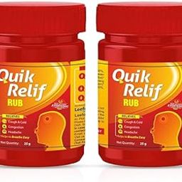 Quik Relif Herbal Balm for Cough & Cold | 100% Ayurvedic Balm for Cold, Headache, Nasal Congestion & Chest Relief | Breathe Easy in Seconds | Fast-Acting Natural Formula Pack of 2 (25g each)-image-47