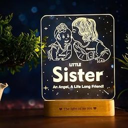 ZOCI VOCI Rakhi Gift for Brother and Sister Or Siblings Acrylic Personalized Engraved LED Name Lamp | Unique Gift for Rakshabandhan (Angel's Glow, Lamp Only)-image-19