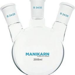 MANIKARN Three Neck Round Bottom Flask with Rubber Cork (2000 ml) | Borosilicate Glass | Laboratory Glassware for Distillation, Heating & Reactions-image-32