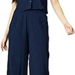 Women's Sleeveless Two-Piece Set, Black Wide-Leg Jumpsuit with Collared Top, Ankle Length-picture-24