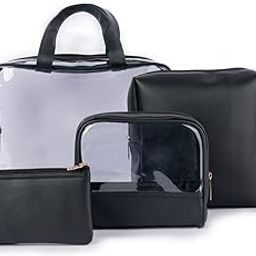 Travel Pouch, Organizer, Toiletry Kit | Black Set of 4 Zipped Pouches of Different Sizes | Ideal for Travel Essentials | Vegan Leather Waterproof Travel Kit for Men & Women-picture-29