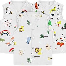 100% Organic Soft Cotton Muslin Sleeveless Jhabla for Baby Boys | Regular Fit Vest for Infant Summerwear Set I-image-89