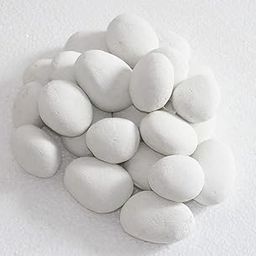 hmleaf 24 Pcs Stone-Like Ceramic Fibre Pebbles for Gas fireplaces, Stove, Gas firepit with White/Black/Grey/Khaki Color (White)-12