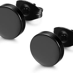 Stainless Steel Black Stud Earrings for Men Women, 3mm-8mm Available-image-94