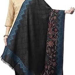 Women's Black Kani Jamawar Pure Wool Shawl_IJS84A_Black-image-87