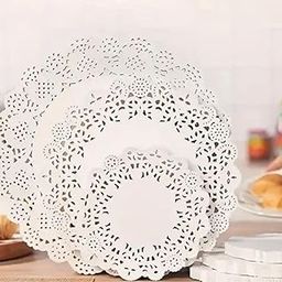 300 PCS 5.5-7.5-10.5 INCH Each 100PCS Round Paper Doilies - Decorative, White Lace Doilies, Disposable Oil-Absorbing Baking Papers, for Buffet, Cake Fried FoodParty Wedding Tableware Food Decoration-image-75