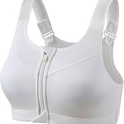 Polyamide Women's Medium Impact Padded Front Zip Racerback Sports Bra With Adjustable Strap-21