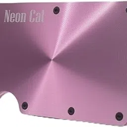 neon cat Aluminum RFID Blocking Card Wallet with Money Clip, Pink with Black Money Clip, Logo on Wallet-picture-40