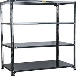 Mil-Nil Prime CRC Sheet 4 Shelf Multipurpose Slotted Angle Rack, 48 x 47 x 24 Inch, 20 Gauge (Grey) 14 Gauge Angles-image-2