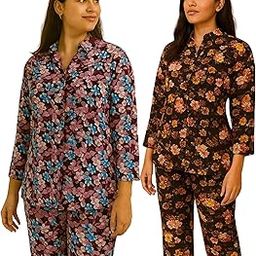 Women’s Printed Full Length Co-Ord Set Combo | Pack of Two-Piece Set - (Multicolour)-image-53