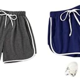Women Sports Shorts, Dancing Workout, Running Yoga Shorts Pant/Shorts for Women's/Girl's Charcoal & Blue Pack of 2-image-121