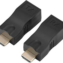 BTIHCEUOT 2pcs 30Meters HDMI Cable Extender to RJ45 Network Transmitter Receiver Repeater Over CAT-5e CAT6-10