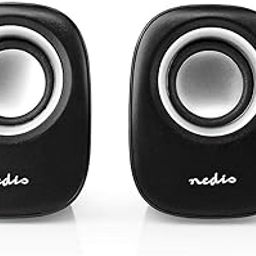 NEDIS® PC Speaker (Design and Imported from Netherlands) 2.0 | 12W | Connectors - Input: 1x 3.5mm | USB Powered | Volume Control Silver/Black-98