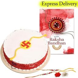 EG2i Red Velvet Cake with Rakhi for Brother | Creamy Red Velvet Dessert with Festive Rakhi | Raksha Bandhan Gift Combo for Siblings | Same Day Delivery-image-78
