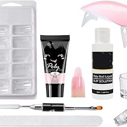 AISHU Poly Nail Gel Extension Kit With Slip Solution Uv Nail Lamp for Builder Gel UV Nail Art Kit Nail Extension Set (Pink)-52