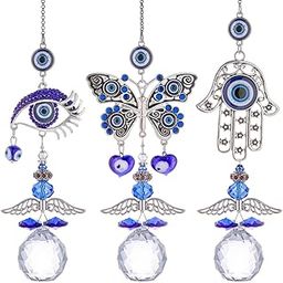 3 PCS Home Decor Evil Eye Hamsa Hanging Wall Hanging Car Hanging Suncatcher with Crystals Balls Prism Rainbow Maker for Home, Office, Garden Decoration, Window Decorations-image-22
