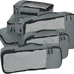 Polyester Packing Cubes Travel Bag Organiser Set Of 6 (1 Large, 2 Medium, 2 Small And 1 Slim) -Grey-27