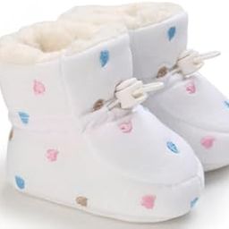 Soft Plush Winter Booties for Infants, White with Pink and Blue Hearts, Fur-Lined-picture-48