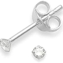 925 Sterling Silver Pair of Round Shape White Cubic Zircon (CZ) Stone Solitaire Piercing Stud Earrings For Men, Women,Girls & Boys.Helix Cartilage Tragus Ear Lobe Multi Piercing-70