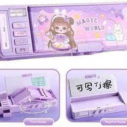 WireScorts Plastic Multifunctional Magic World Password Lock Double Sided Compass Box For Girls, Pencil Box For Kids, Aesthetic Stationary Items, Girl Theme Pencil Case Return Gifts For Kids, Lavender-image-70