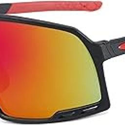 By Visions India Sports Mirrored Wraparound Sunglasses for Cycling Cricket Riding Trekking Full Coverage UV 400 Protection Abstract Unisex Sunglasses Large Size (155)-picture-21