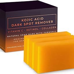 DURVUDDI Kojic Acid Dark Spot Remover Soap Bars with Vitamin C, Retinol, Collagen, Turmeric - Original Japanese Complex Infused with Hyaluronic Acid, Vitamin E, Shea Butter, [PACK OF 2]-3