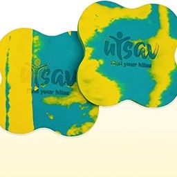 Utsav Knee & Elbow Cushion Pad For Yoga Exercise ECO TPE Foam Material High Density Support for Knees Hands Wrists and Elbows | Planks Pushups Meditation Pilates Workout | Aqua Yellow (Set of 2)-image-9