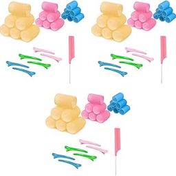 MAYCREATE® Heatless Hair Curler Roller Kit 3 Sizes Self Grip Magic Clips for Long Medium Short Hair with 6 Bang Clips 1 Stainless Steel Comb 3PCS-image-19