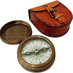 Robert Forest Poem Compass Brass Pocket Transit Compass - Robert Frost with Leather case Antique Compass-picture-12