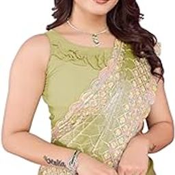 Women Soft Burberry Silk Hexagon Shape Sequnce Embroidery Saree With Unstiched Blouse(6267)-image-24