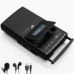 Cassette Players Recorder, Portable Tape USB Player with Stand-Alone Mic, Cassettes Tape Digital Converter to USB Flash Disk, Built-in Speaker, Retractable Handle, 3.5MM Headphone-23
