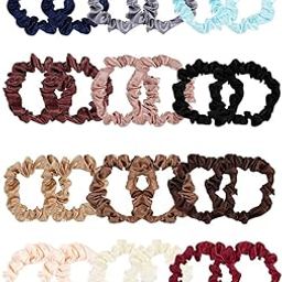 Belicia, 12 Pcs Silk Hair Ties, Soft Silk Scrunchies for Hair Elastics Ponytail Holders, Satin Scrunchies for Women Curly Thick Thin Hair(MULTICOLOR)-image-18