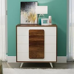 BLUEWUD Mayrone Standard Engineered Wood Multipurpose Modular Chest of Drawers, Wooden Drawer Storage Organizer Cabinet for Living Room Bedroom Home Furniture (Maple Brown White)-16