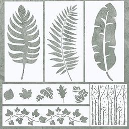 Ivana's Large Leaf Stencils for Painting on Wood, Canvas - Reusable Paint Stencil Set - Stencils for Painting Walls, & Signs – Scrapbooking Stencil Vinyl - Includes Palm Leaf, Aspen Tree Stencil-14