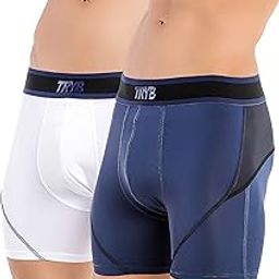 Mens Sport Performance Stretch Quick Dry Moisture Wicking Compression Athletic Two Tone Active Boxer H Trunk (Pack of 2)-image-2