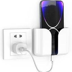 ELV Direct Wall Mounted Mobile Holder Storage Case for Phones with Strong Adhesive Strips | Wall Mount Mobile Stand/Multi-Purpose Stand for Phone Charging (White)-21