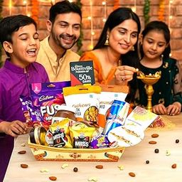 Rakhi Festival Guft For Bhaiya | Rakhi Gift Box For Bhaiya | Chocolates | Red Bull | Dry Fruits | Snacks & Greeting Card | Rakhis Gift Combo Box for Bhai | 2 Rakhis Set With roli Chawal-image-79