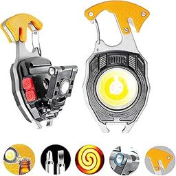 LED Recharable COB Keychain Light, Rechargeable Flashlights with Lighter, Whistles, Screwdriver, Bottle Opener, Magnet Base 800 Lumens COB Light Mode Portable Emergency Light.-12