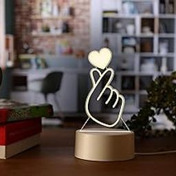 AICA 3D Illusion Korean Heart BTS Led Lamp (White) Color Base – Korean Heart BTS Army Merch Gifts for Girls Women Girls Friends Girlfriend Teens-24
