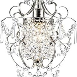 Crystal Chandelier Mini Chandelier Chrome 1 Ceiling Lamp Iron Recessed Lamp Suitable for Kitchen Island, Bedroom, Bathroom, Dining Room, Living Room-picture-24