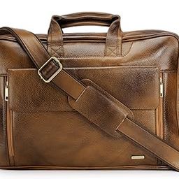 Teakwood Genuine Leather Laptop Bag Messenger Shoulder Briefcase College Office Business Handbag For Men(15.6 inch)-image-67