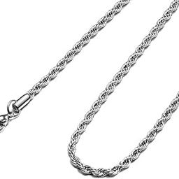 Chain for Men Boys Silver Neck Chains Rope Fashion jewellery Stainless Steel Long Platinum Necklace Mens chain boy Boyfriend gents man women girls stylish Valentine Gift Husband daily use-picture-31