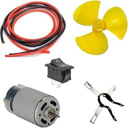 KITS4CREATORS 12V DC Fan kit (555 DC Motor + 6 inch Fan Blade + 1 mtr Copper Wire + Switch +Clamp)-26