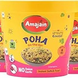 Amajain Instant Sattvik Healthy Poha, Ready-to-Eat, No Added Preservatives, No Added Flavours, Jain-Friendly, 70g (Pack of 3)-image-50