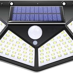 100 LED Solar Wall Light with 5.5V Panel BIS Approved 800mAh Battery 120° Wide Angle Wireless Motion Sensor IP44 Rated Security Lamp for Yard Fence Decor-100