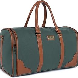 Earth Friendly 35L Travel Duffle Bag Cabin Bag Made of Canvas Fabric Recycled from PET Bottles Weekender Holiday Bag for Men Women (Green)-image-58
